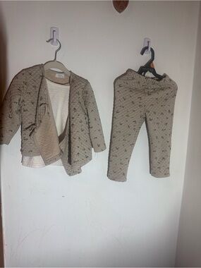 Kids Quilted Matching Set in Beige - Cozy Jacket & Pants 2 years set